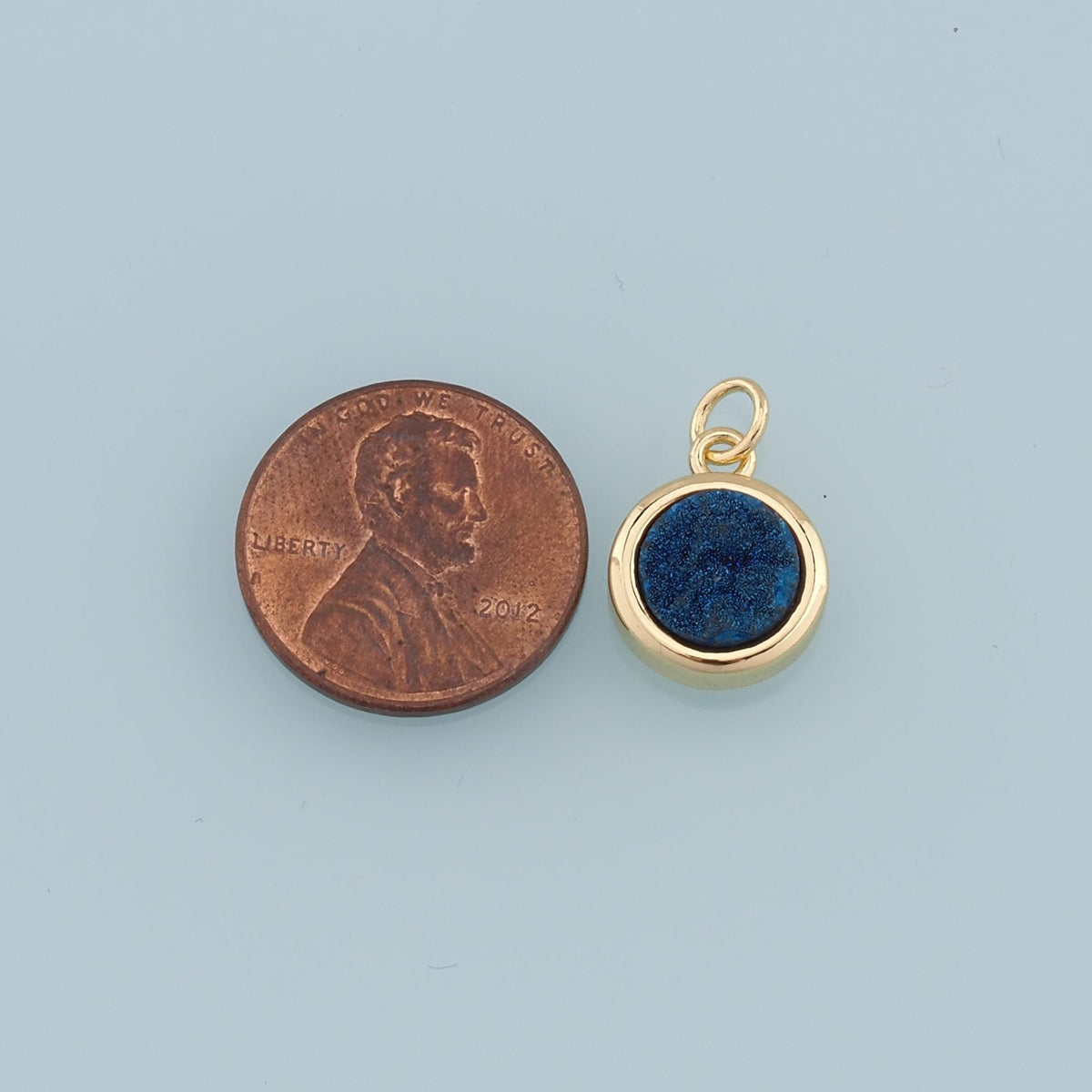 Gold Round Gem Charms,18K Gold Filled Round Pendant,Gem Charm Bracelet Necklace for DIY Jewelry Making Supply