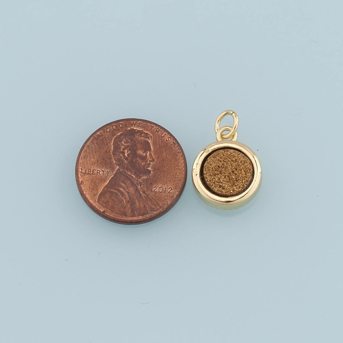 Gold Round Gem Charms,18K Gold Filled Round Pendant,Gem Charm Bracelet Necklace for DIY Jewelry Making Supply