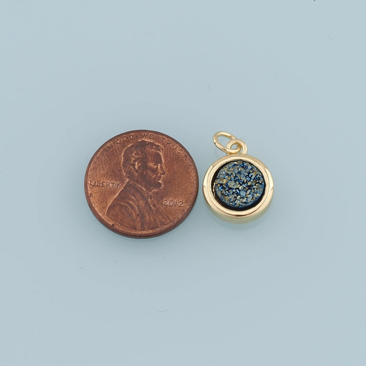 Gold Round Gem Charms,18K Gold Filled Round Pendant,Gem Charm Bracelet Necklace for DIY Jewelry Making Supply