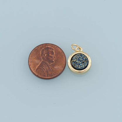 Gold Round Gem Charms,18K Gold Filled Round Pendant,Gem Charm Bracelet Necklace for DIY Jewelry Making Supply