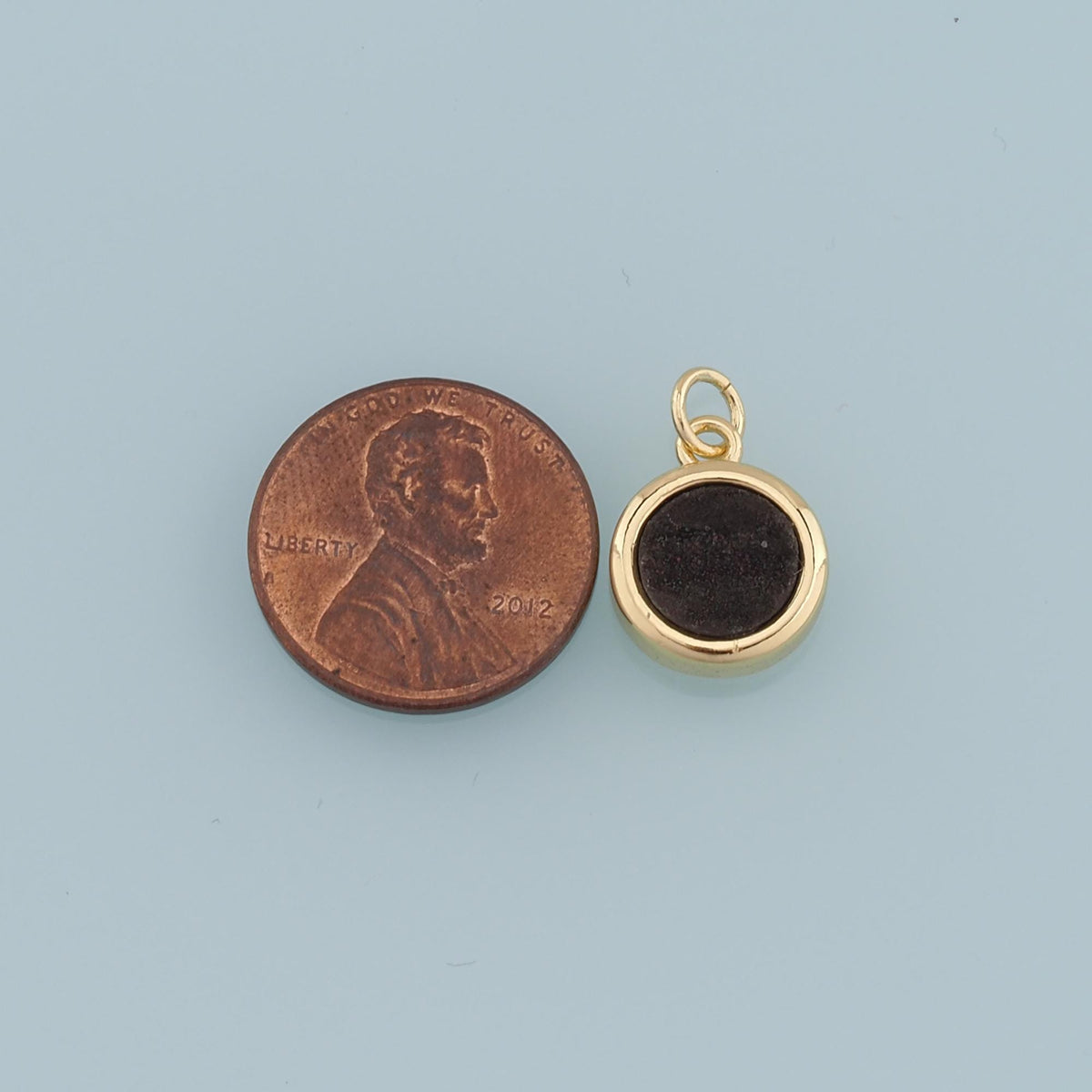 Gold Round Gem Charms,18K Gold Filled Round Pendant,Gem Charm Bracelet Necklace for DIY Jewelry Making Supply