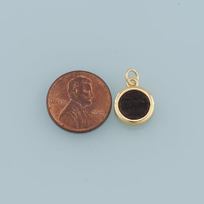 Gold Round Gem Charms,18K Gold Filled Round Pendant,Gem Charm Bracelet Necklace for DIY Jewelry Making Supply