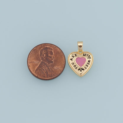 18K Gold Filled Heart Enamel Charm Pendant for Jewelry Making