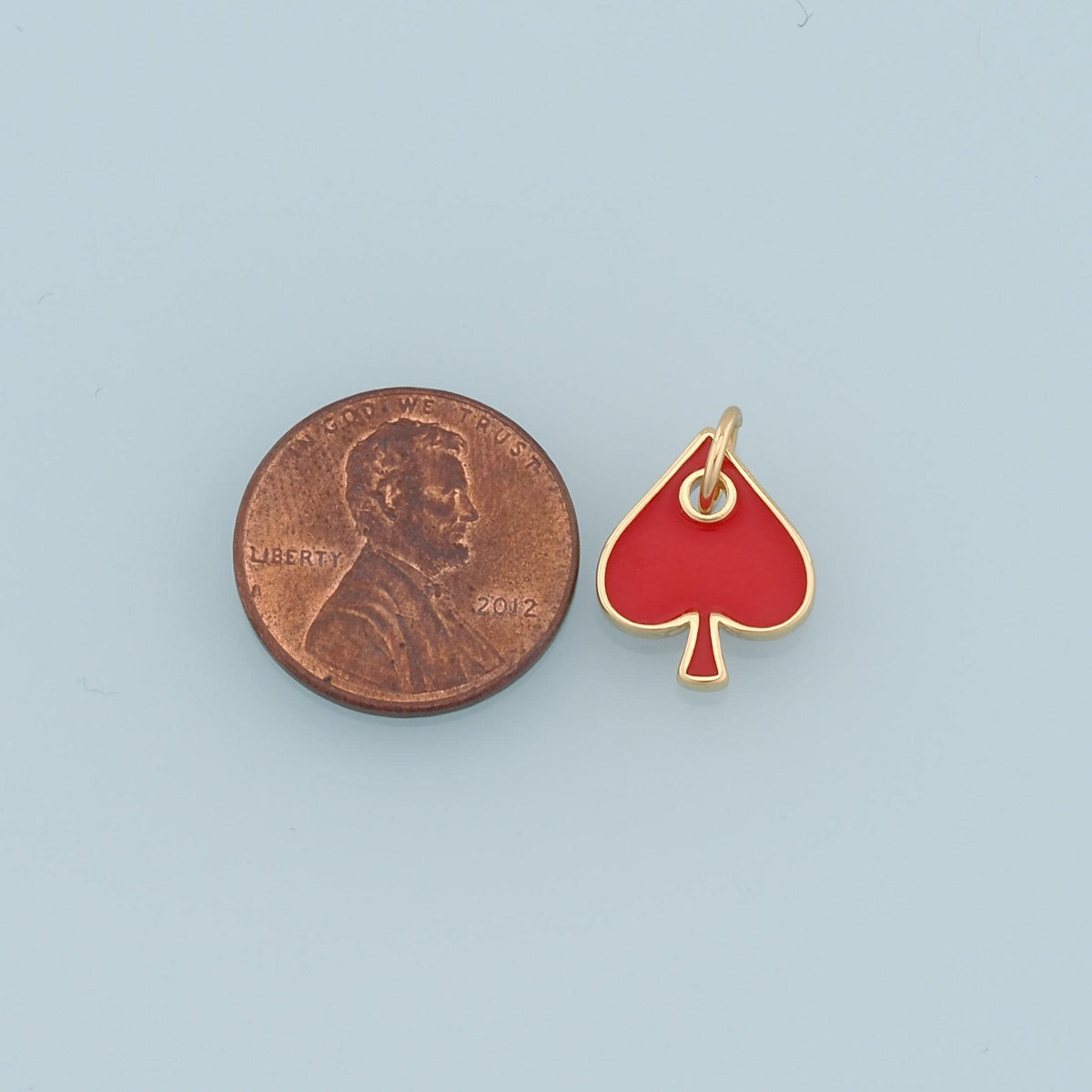 Gold Poker Charms,18K Gold Filled Poker Pendant,Enamel Heart of Spades Card Charm Bracelet Necklace for DIY Jewelry Making Su