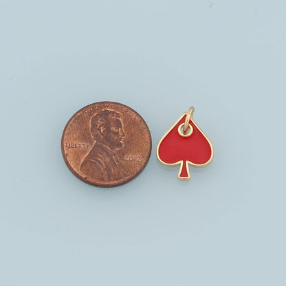 Gold Poker Charms,18K Gold Filled Poker Pendant,Enamel Heart of Spades Card Charm Bracelet Necklace for DIY Jewelry Making Su