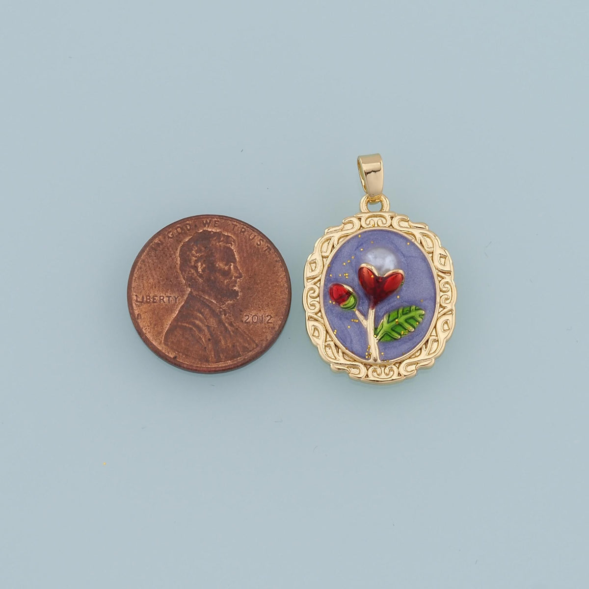 Gold Flower Charms,18K Gold Filled Flower Pendant,Enamel Flower Charm Bracelet Necklace for DIY Jewelry Making Supply