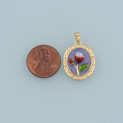 Gold Flower Charms,18K Gold Filled Flower Pendant,Enamel Flower Charm Bracelet Necklace for DIY Jewelry Making Supply