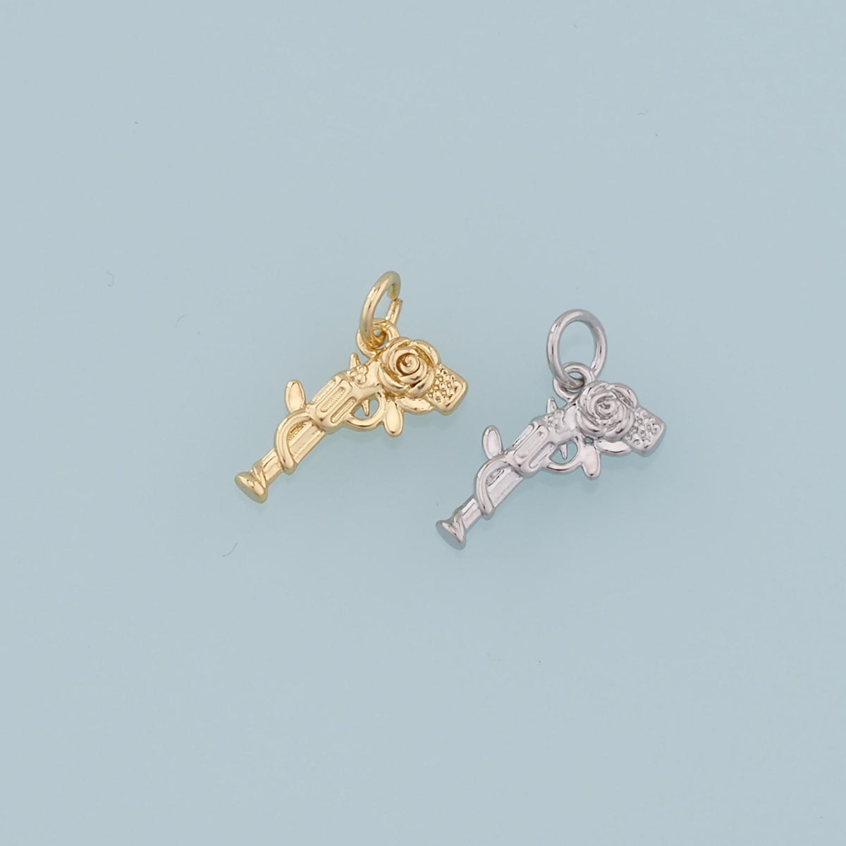 18K Gold Filled Rose Charm Pendant for Jewelry Making