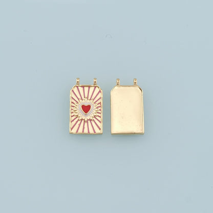 Gold Heart Charms,18K Gold Filled Heart Pendant,Enamel Heart Charm Bracelet Necklace for DIY Jewelry Making Supply