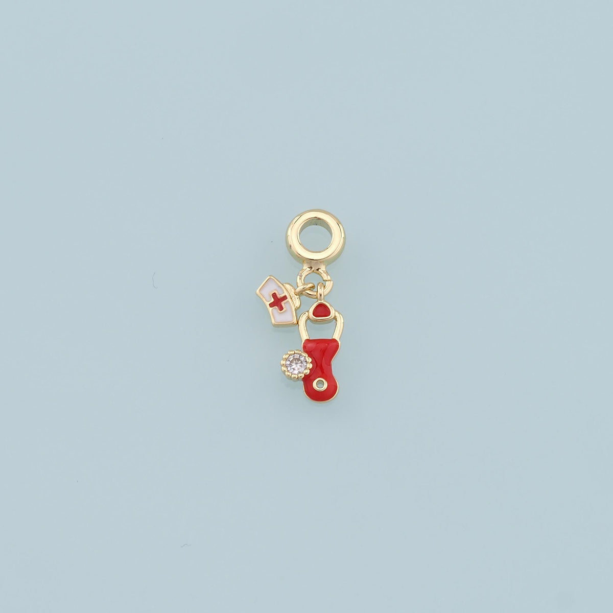 Gold Nurse Cap Charms,18K Gold Filled Stethoscope Pendant,Nurse Charm Bracelet Necklace for DIY Jewelry Making Supply