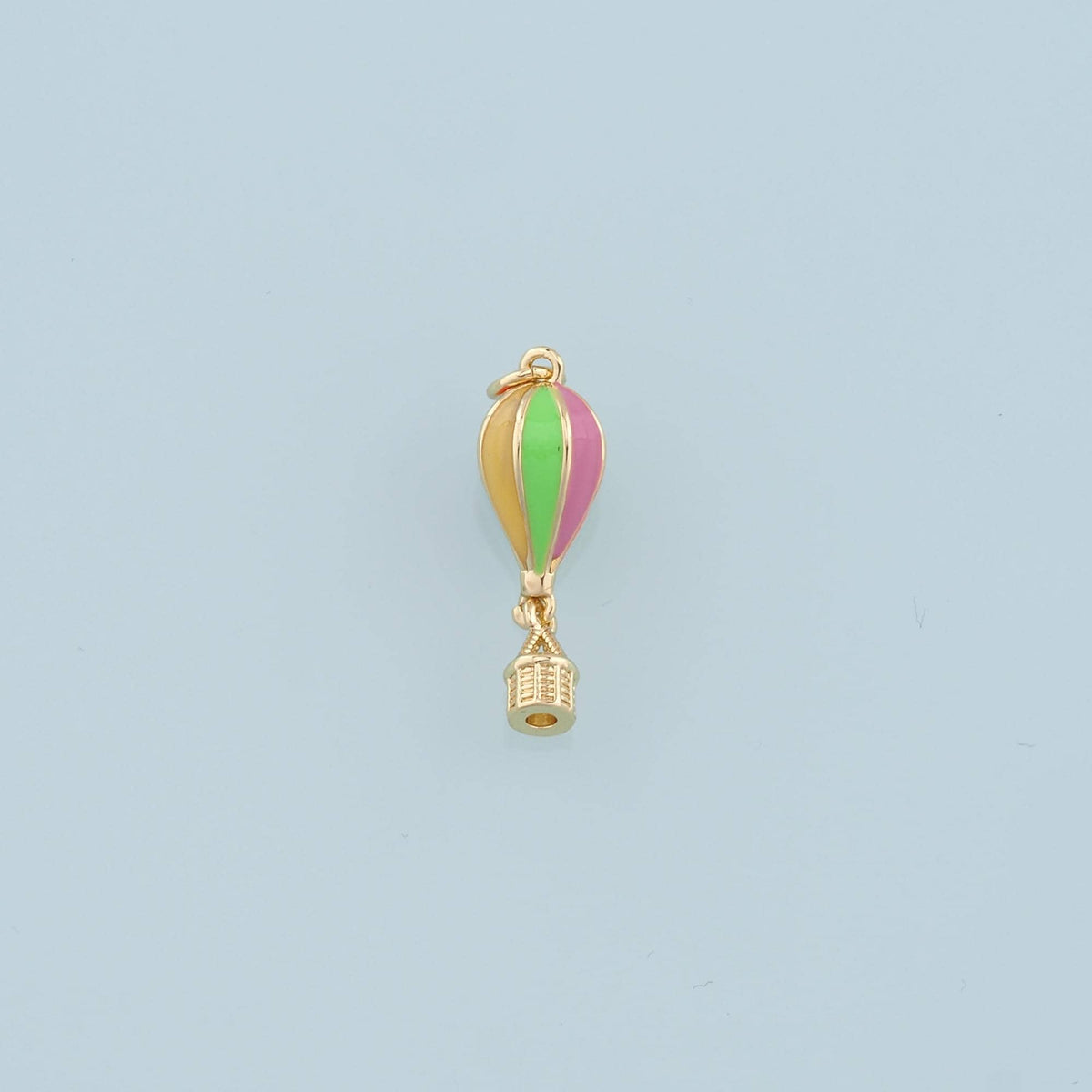 18K Gold Filled Hot air balloon Pendant,Enamel Hot air balloon Charm Bracelet Necklace for DIY Jewelry Making Supply