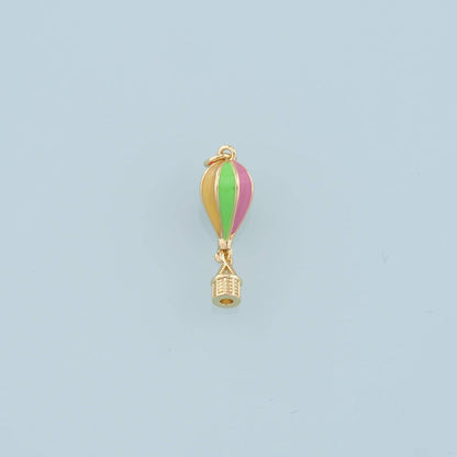 18K Gold Filled Hot air balloon Pendant,Enamel Hot air balloon Charm Bracelet Necklace for DIY Jewelry Making Supply