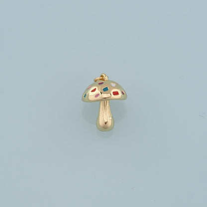 18K Gold Filled Mushroom Pendant,Mushroom Charm Bracelet Necklace for DIY Jewelry Making Supply