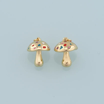 18K Gold Filled Mushroom Pendant,Mushroom Charm Bracelet Necklace for DIY Jewelry Making Supply