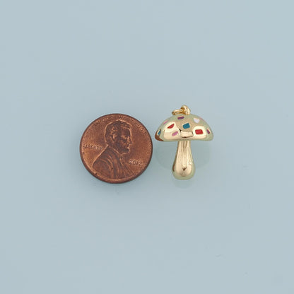 18K Gold Filled Mushroom Pendant,Mushroom Charm Bracelet Necklace for DIY Jewelry Making Supply