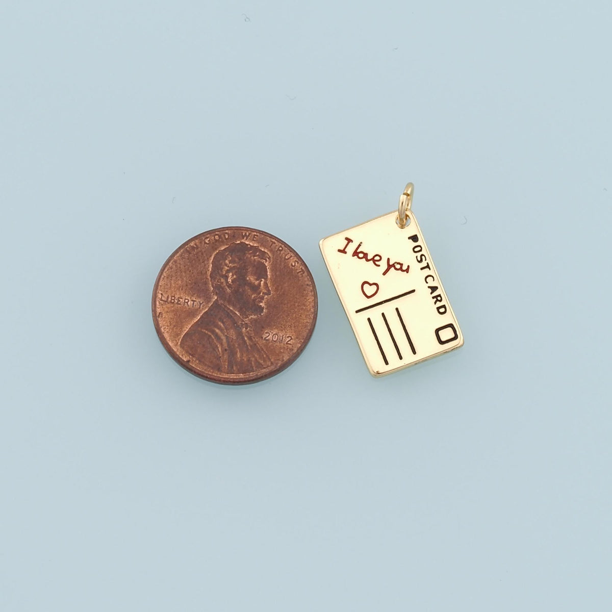 18K Gold Filled Postcard Pendant,Postcard Charm Bracelet Necklace for DIY Jewelry Making Supply