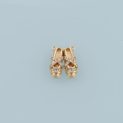 Gold Ballerina Shoes Dangle Charms,18K Gold Filled Flat Shoes Pendant,Shoes Charm Bracelet Necklace for DIY Jewelry Making Su