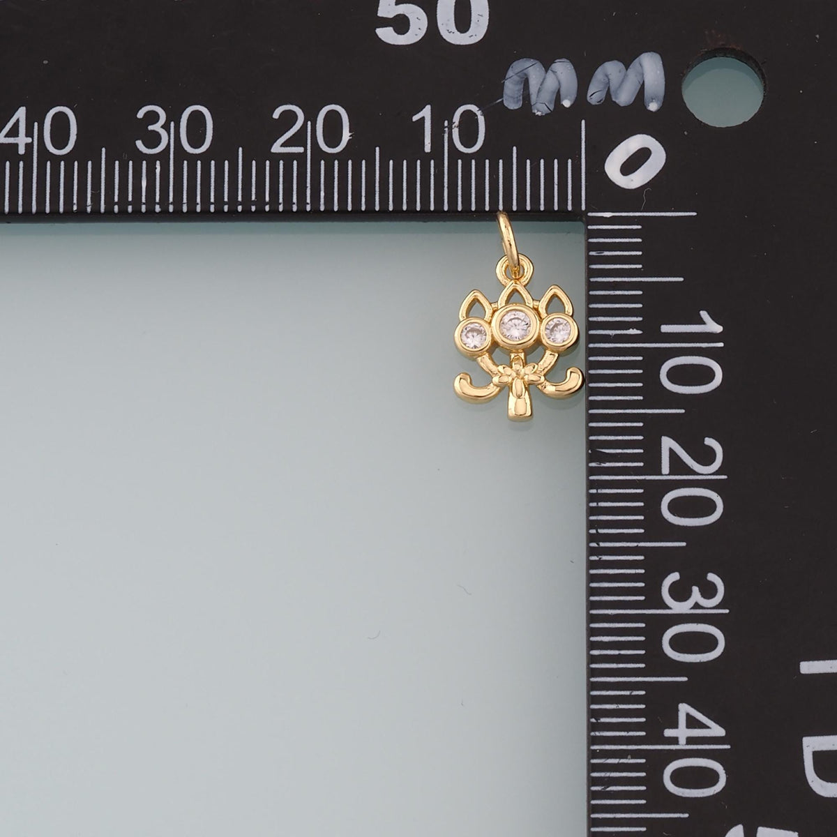 Gold Lotus Charms,18K Gold Filled Lotus Pendant,CZ Lotus Charm Bracelet Necklace for DIY Jewelry Making Supply