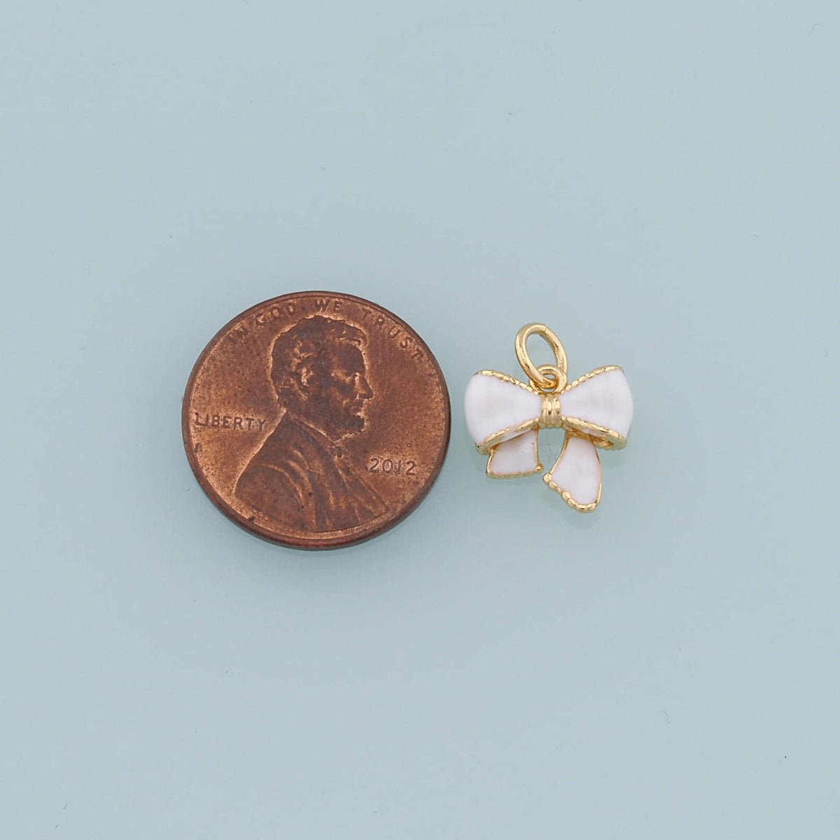 Gold Bow Charms,18K Gold Filled Bow Pendant,Enamel Bow Tie Charm Bracelet Necklace for DIY Jewelry Making Supply