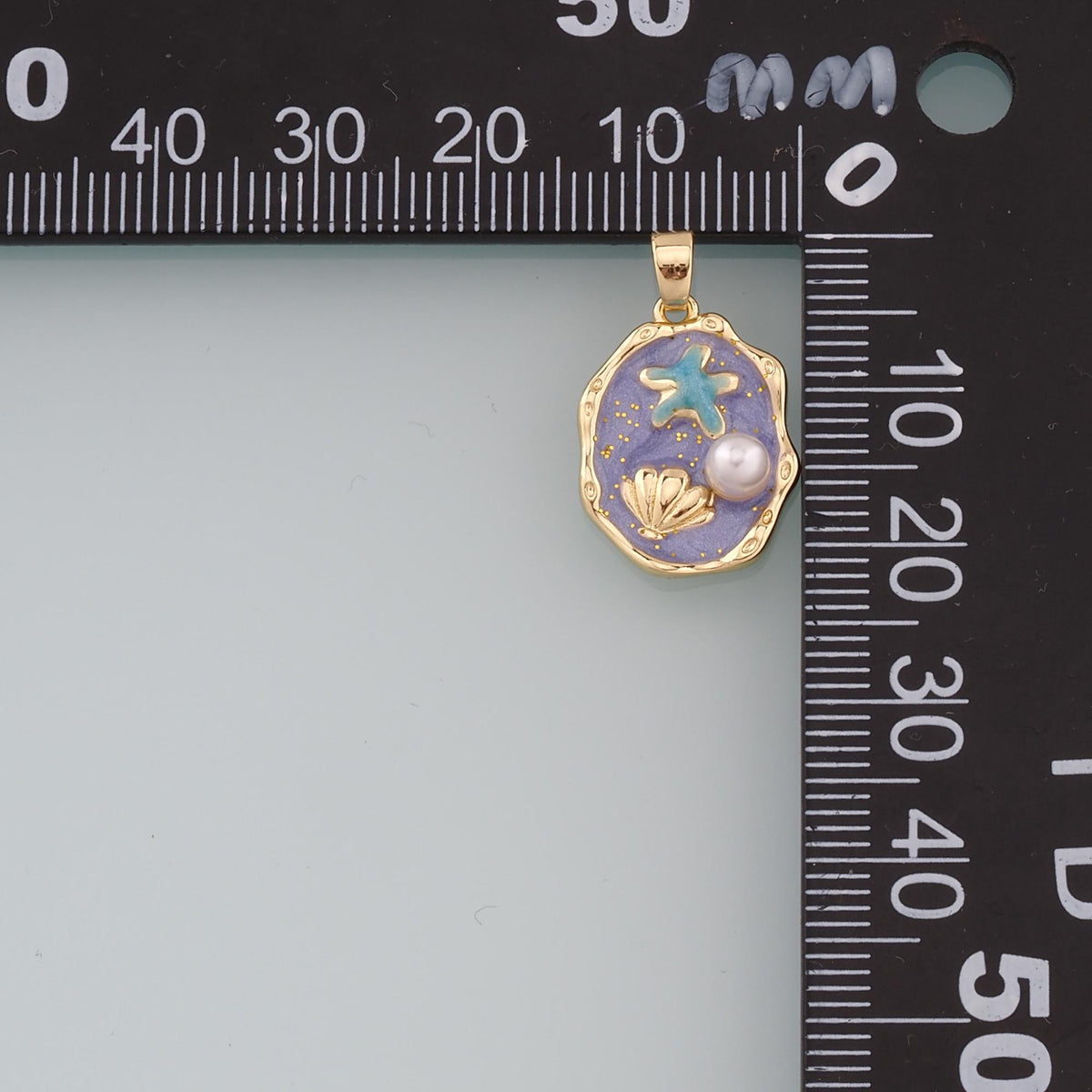18K Gold Filled Pearl Shell Pendant,Enamel Starfish Charm Bracelet Necklace for DIY Jewelry Making Supply