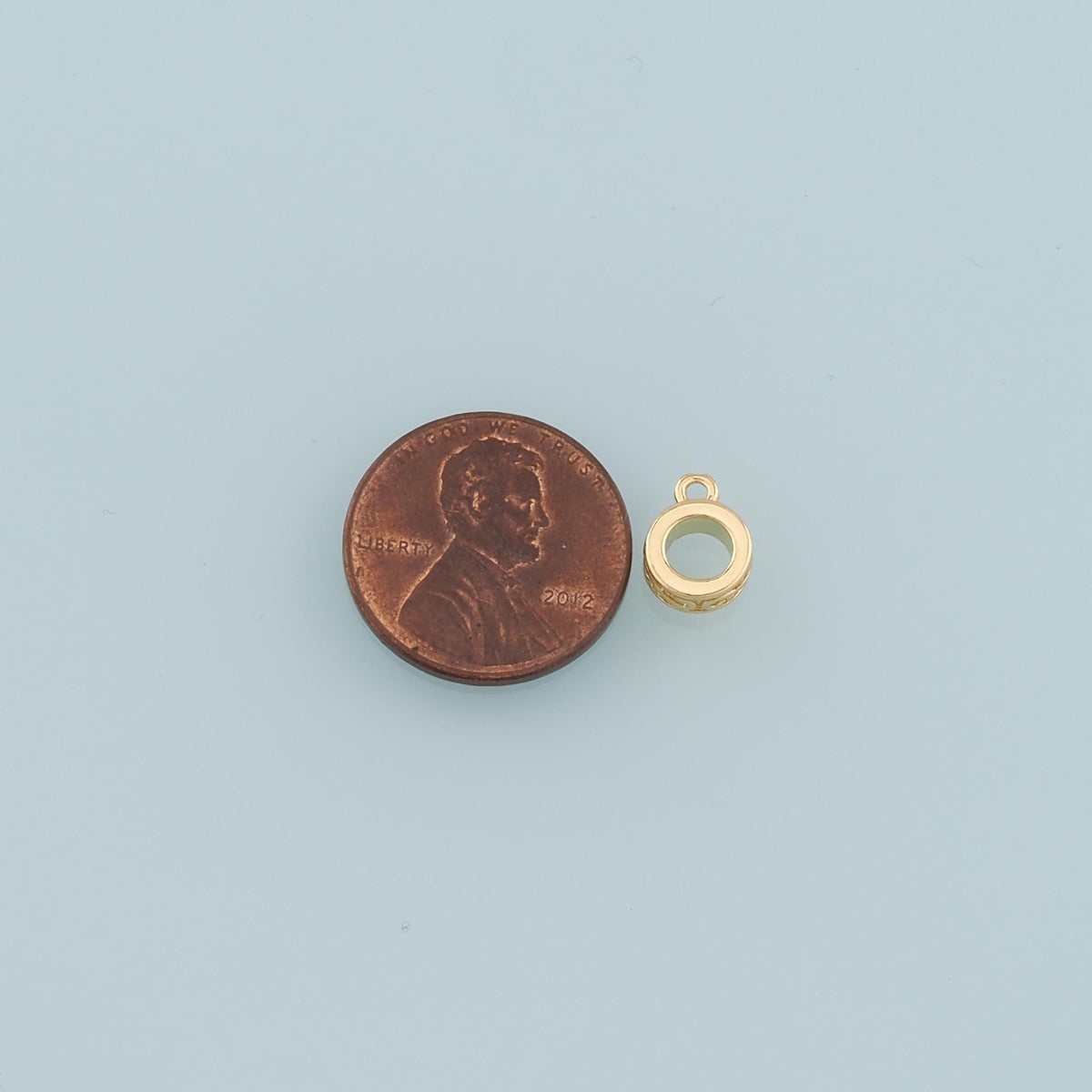 Gold Bail Charm Holder Spacer,18K Gold Filled With Loop Round Bead Spacer Bracelet Necklace for DIY Jewelry Making Supply