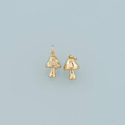 18K Gold Filled Mushroom Pendant,Mushroom Charm Bracelet Necklace for DIY Jewelry Making Supply