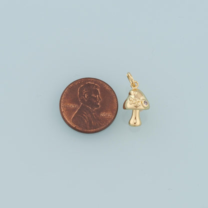18K Gold Filled Mushroom Pendant,Mushroom Charm Bracelet Necklace for DIY Jewelry Making Supply