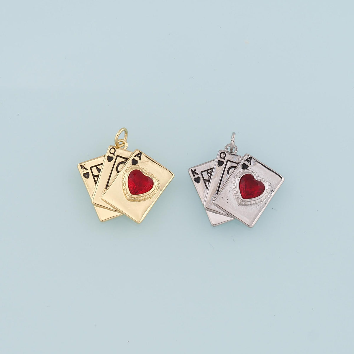 18K Gold Filled Poker Pendant,Playing Card Charm Bracelet Necklace for DIY Jewelry Making Supply