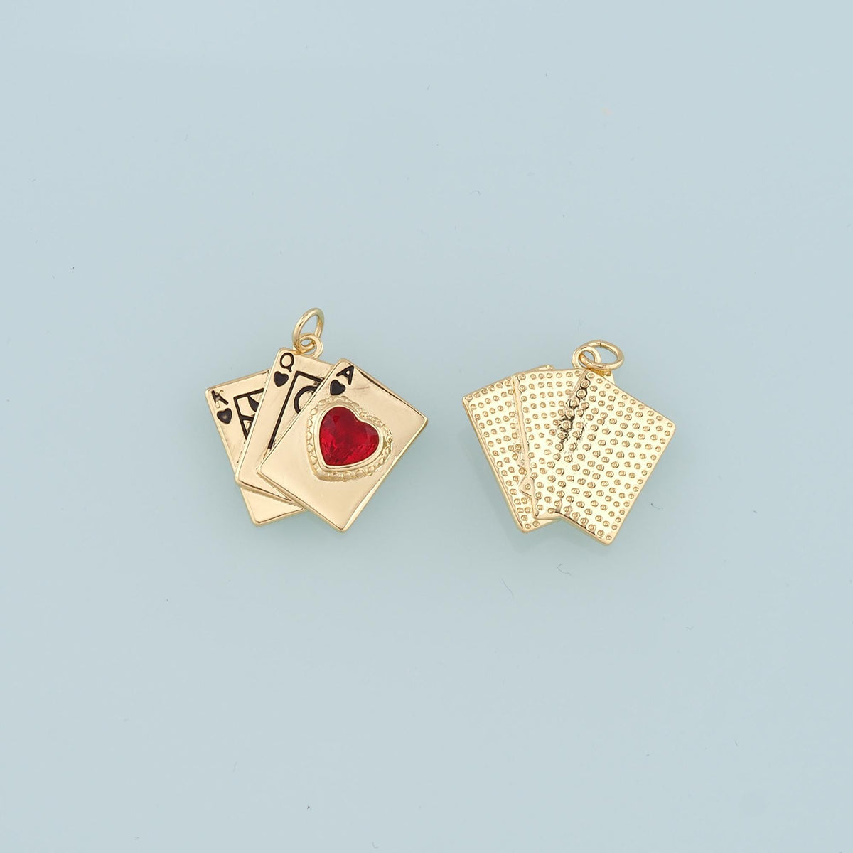 18K Gold Filled Poker Pendant,Playing Card Charm Bracelet Necklace for DIY Jewelry Making Supply