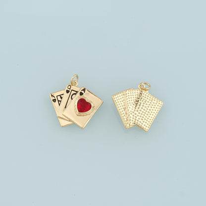 18K Gold Filled Poker Pendant,Playing Card Charm Bracelet Necklace for DIY Jewelry Making Supply