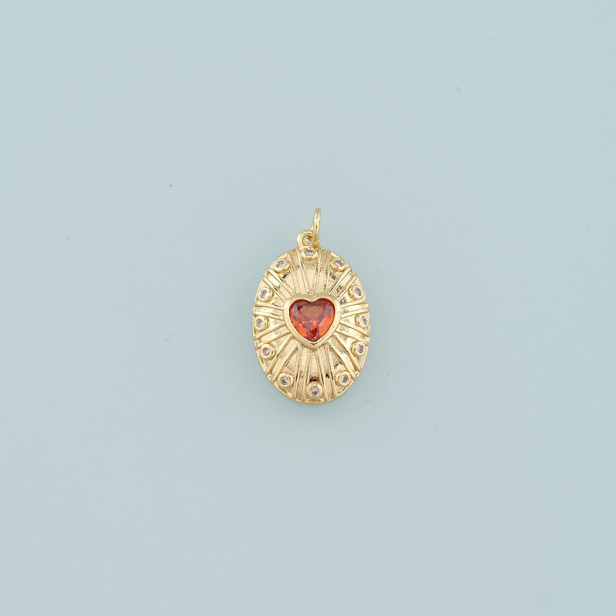 18K Gold Filled Oval Heart Pendant,CZ Micro Pave Heart Charm Bracelet Necklace for DIY Jewelry Making Supply