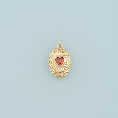 18K Gold Filled Oval Heart Pendant,CZ Micro Pave Heart Charm Bracelet Necklace for DIY Jewelry Making Supply
