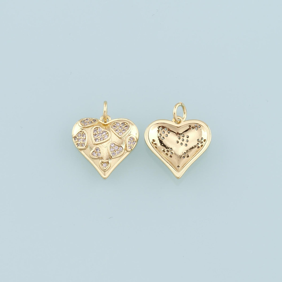 18K Gold Filled Heart CZ Charm Pendant for Jewelry Making