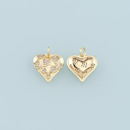 18K Gold Filled Heart CZ Charm Pendant for Jewelry Making