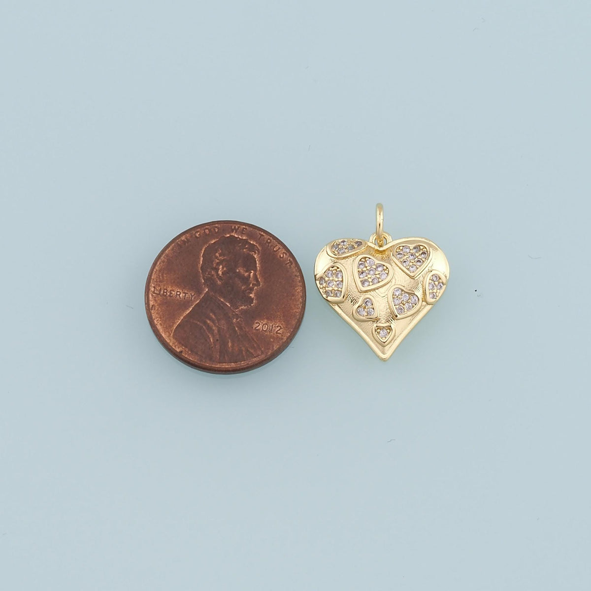 18K Gold Filled Heart CZ Charm Pendant for Jewelry Making