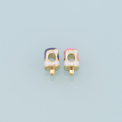 Gold Ice Cream Beads Charms,18K Gold Filled Enamel Ice Cream spacer beads Bracelet Necklace for DIY Jewelry Making Supply