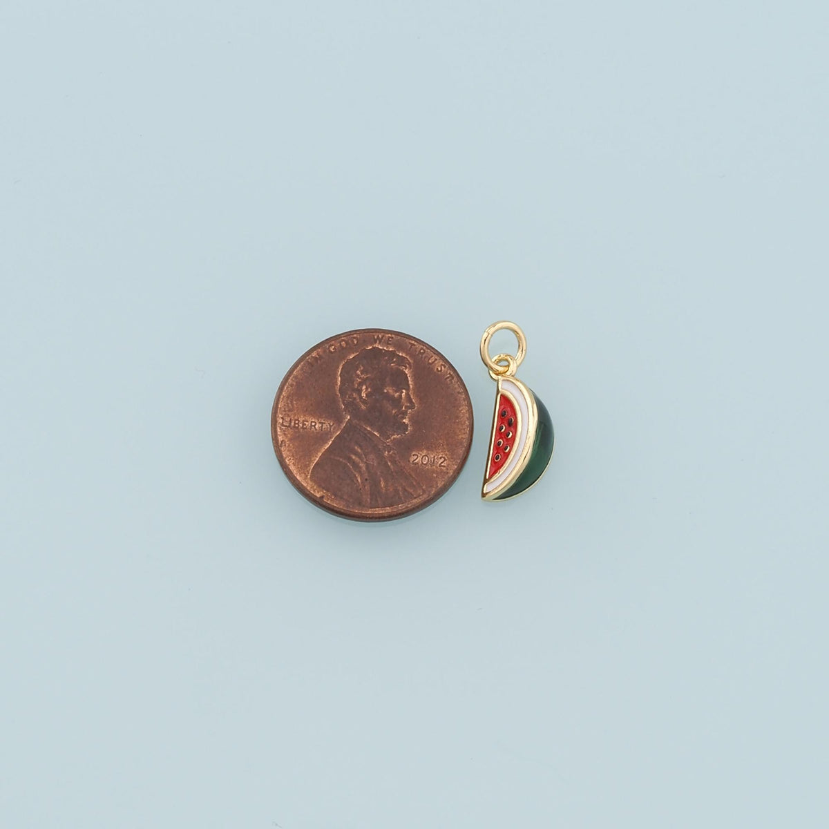 18K Gold Filled Watermelon Pendant,Enamel Fruit Charm Bracelet Necklace for DIY Jewelry Making Supply