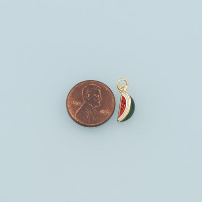 18K Gold Filled Watermelon Pendant,Enamel Fruit Charm Bracelet Necklace for DIY Jewelry Making Supply