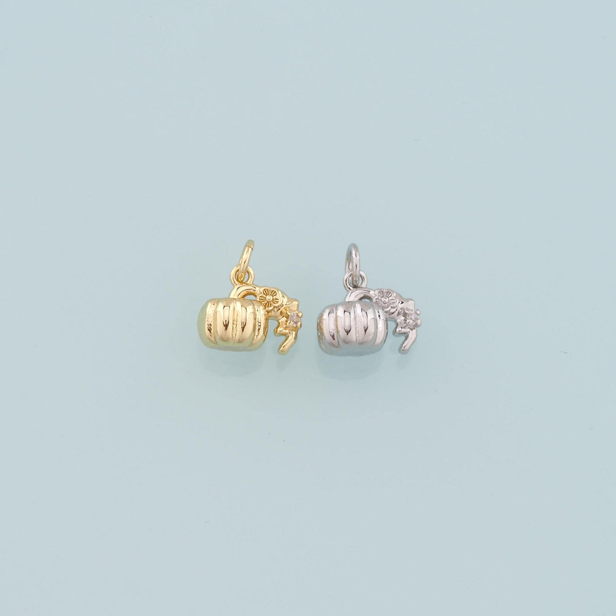 18K Gold Filled Pumpkin Pendant,CZ Halloween Charm Bracelet Necklace for DIY Jewelry Making Supply