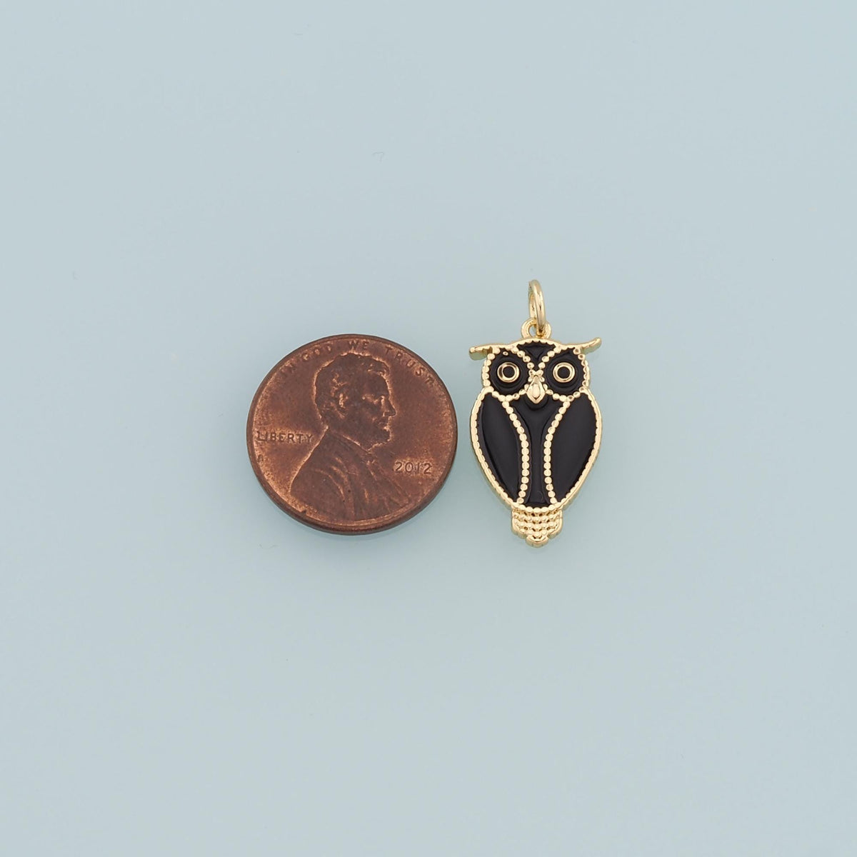 18K Gold Filled owl Pendant,Enamel owl Charm Bracelet Necklace for DIY Jewelry Making Supply