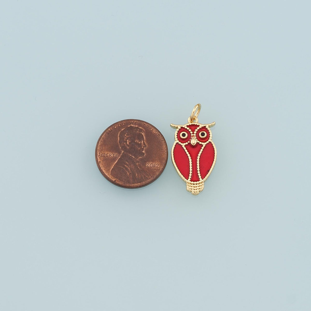 18K Gold Filled owl Pendant,Enamel owl Charm Bracelet Necklace for DIY Jewelry Making Supply