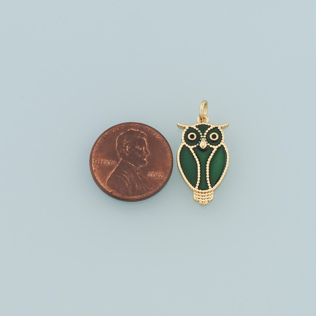 18K Gold Filled owl Pendant,Enamel owl Charm Bracelet Necklace for DIY Jewelry Making Supply