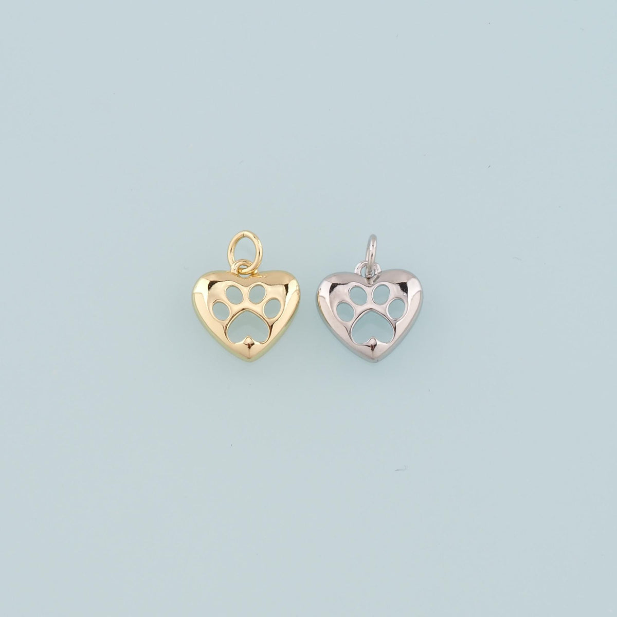 18K Gold Filled Heart Paw Pendant,Dainty Paw Charm Bracelet Necklace for DIY Jewelry Making Supply