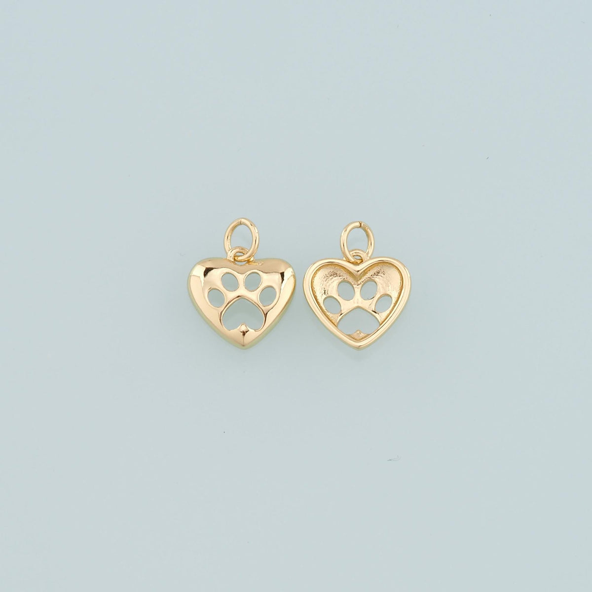 18K Gold Filled Heart Paw Pendant,Dainty Paw Charm Bracelet Necklace for DIY Jewelry Making Supply
