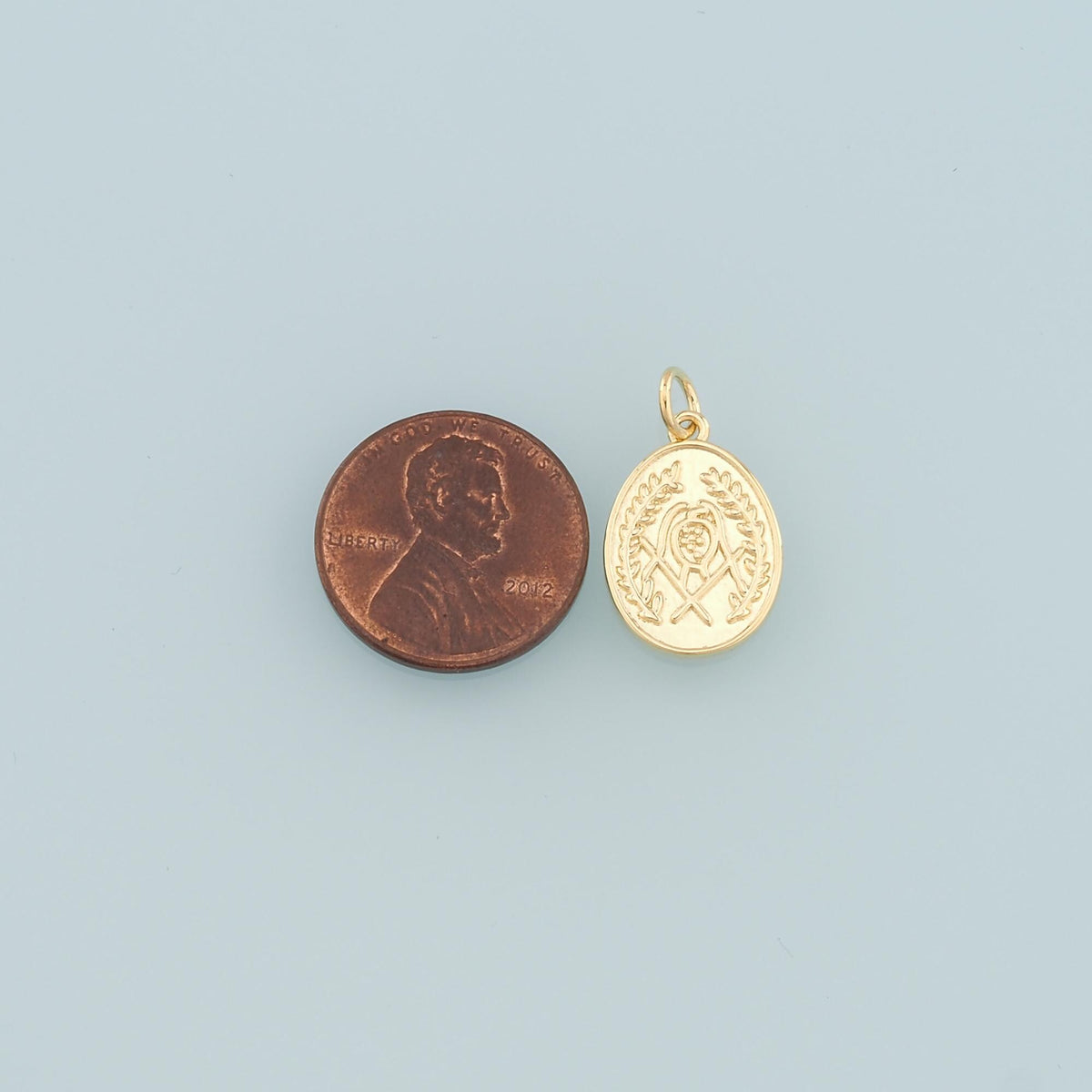 18K Gold Filled Oval Charm Pendant for Jewelry Making