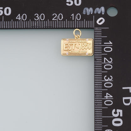 18K Gold Filled Tag Pendant,CZ Micro Pave Nameplate Charm Bracelet Necklace for DIY Jewelry Making Supply