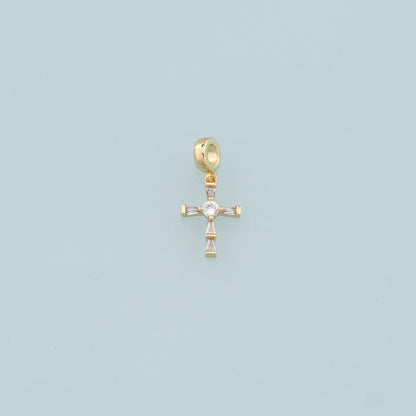 18K Gold Filled Cross CZ Charm Pendant for Jewelry Making
