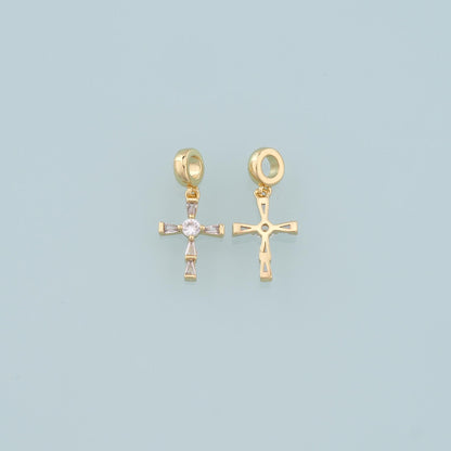 18K Gold Filled Cross CZ Charm Pendant for Jewelry Making