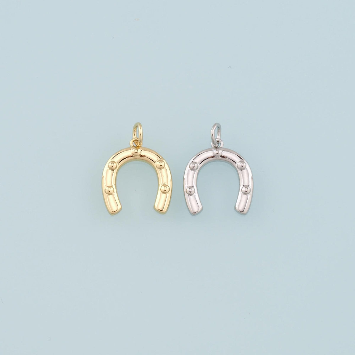 18K Gold Filled Horseshoe Pendant,Dainty Horseshoe Charm Bracelet Necklace for DIY Jewelry Making Supply