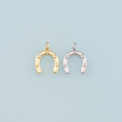 18K Gold Filled Horseshoe Pendant,Dainty Horseshoe Charm Bracelet Necklace for DIY Jewelry Making Supply